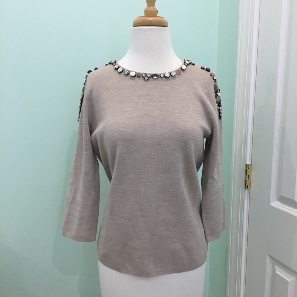 J. Crew Jewel Collar Neckline Sweater Size S